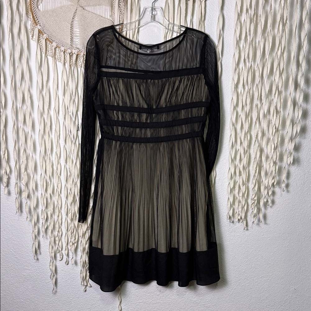 Twinset by Simona Barbieri Black Mesh Long Sleeve Mini Dress Size Small - Picture 7 of 13